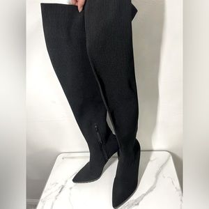 Knee high sock knit boots